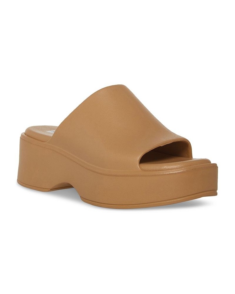 Women's Slinky-J Slip-On Platorm Wedge Sandals Tan/Beige $35.40 Shoes