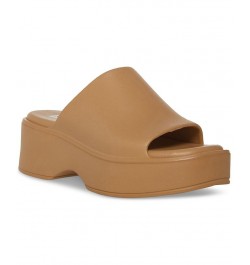 Women's Slinky-J Slip-On Platorm Wedge Sandals Tan/Beige $35.40 Shoes