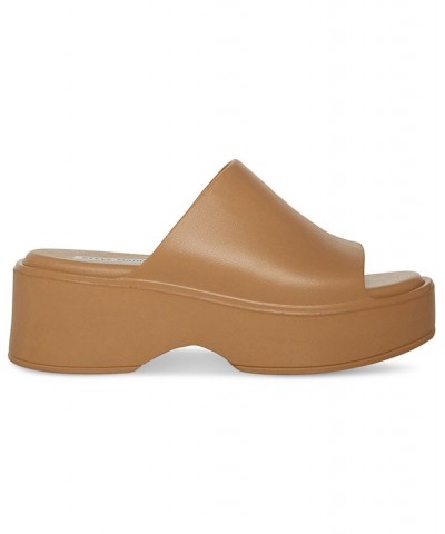 Women's Slinky-J Slip-On Platorm Wedge Sandals Tan/Beige $35.40 Shoes