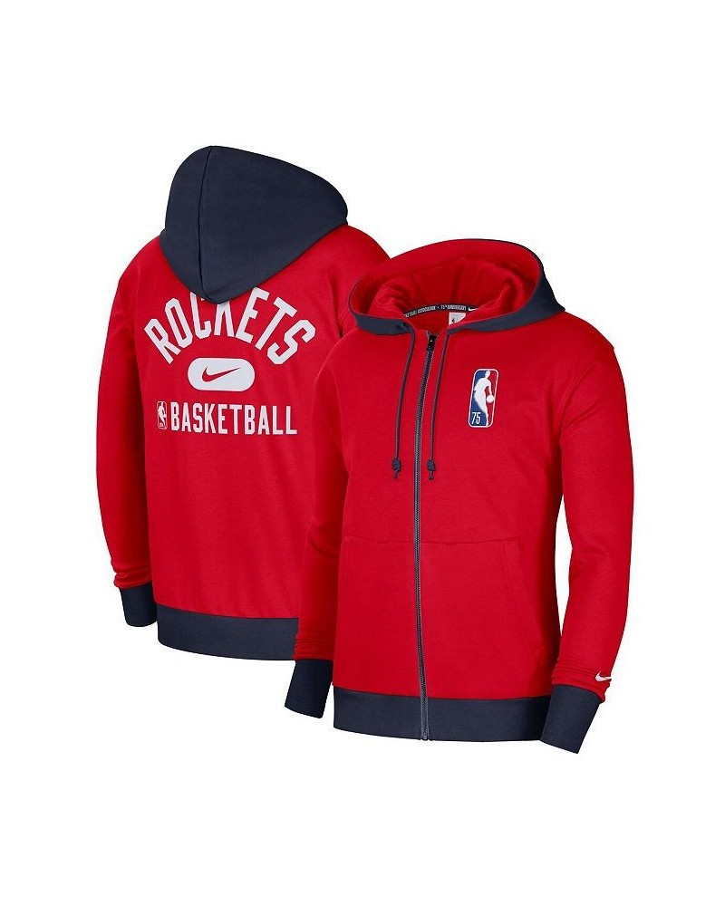 Men's Red and Navy Houston Rockets 2021/22 City Edition Courtside Heavyweight Fleece Full-Zip Hoodie $31.57 Sweatshirt