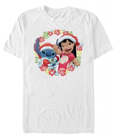 Men's Lilo Stitch Holiday Short Sleeve T-Shirt White $20.99 T-Shirts