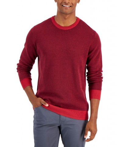 Men's Two-Tone Crewneck Sweater Red $12.56 Sweaters