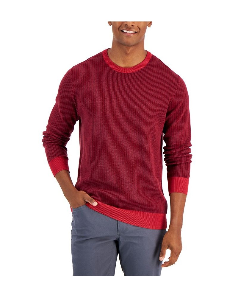 Men's Two-Tone Crewneck Sweater Red $12.56 Sweaters