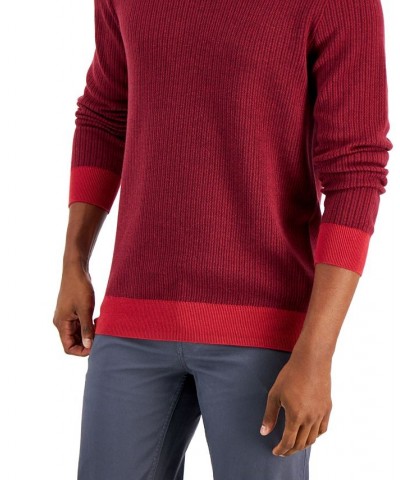 Men's Two-Tone Crewneck Sweater Red $12.56 Sweaters