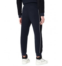 Men's AX Logo Jacquard Panel Fleece Joggers Blue $90.00 Pants