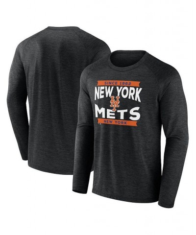 Men's Branded Black New York Mets Heroic Play Raglan Long Sleeve T-shirt $21.60 T-Shirts