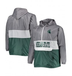 Men's Branded Gray, Green Michigan State Spartans Big and Tall Water-Resistant Half-Zip Hoodie $36.03 Sweatshirt