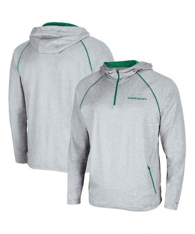 Men's Heathered Gray Oregon Ducks Timeline Raglan Quarter-Zip Hoodie $37.09 Sweatshirt