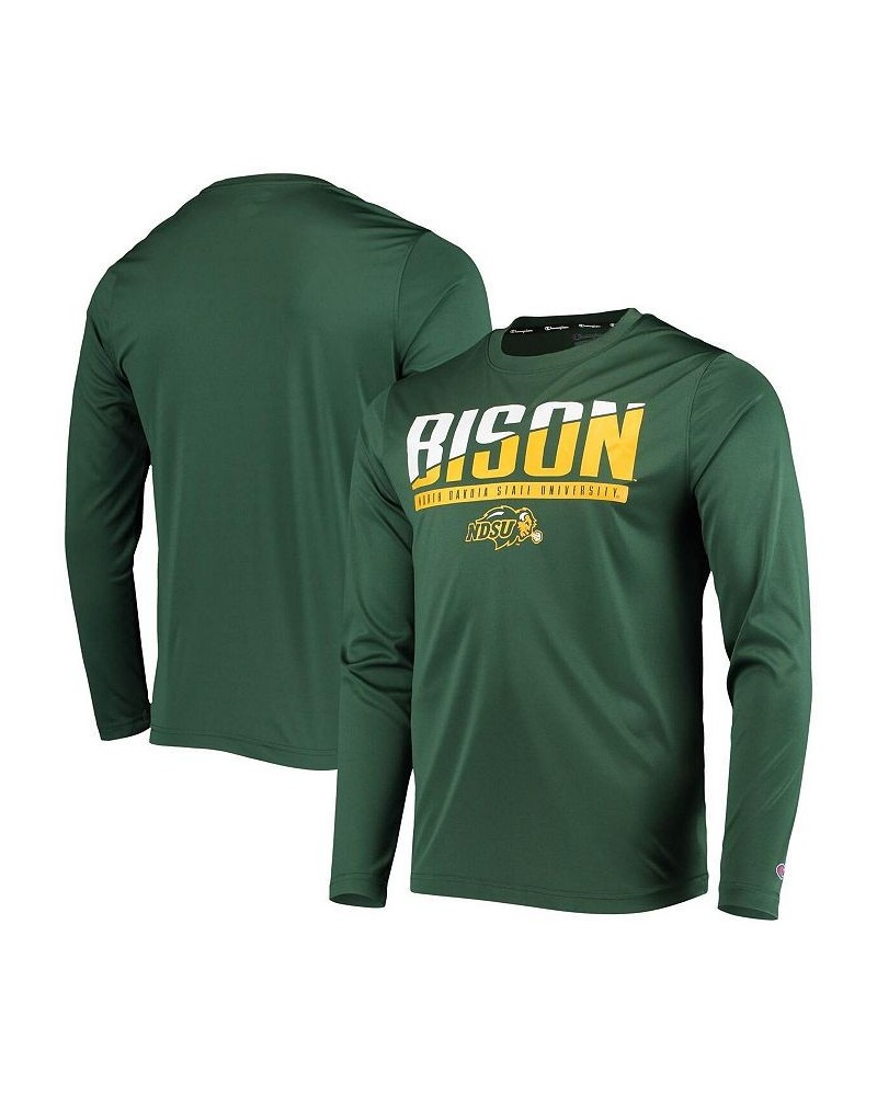 Men's Green NDSU Bison Wordmark Slash Long Sleeve T-shirt $18.45 T-Shirts