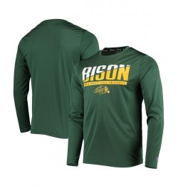 Men's Green NDSU Bison Wordmark Slash Long Sleeve T-shirt $18.45 T-Shirts