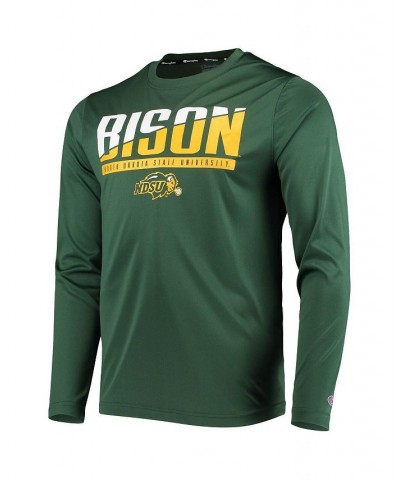 Men's Green NDSU Bison Wordmark Slash Long Sleeve T-shirt $18.45 T-Shirts