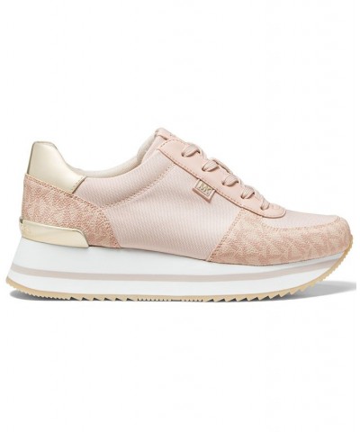 Women's Monique Trainer Lace-Up Sneakers Pink $45.22 Shoes