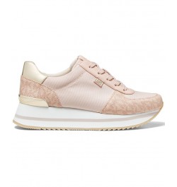 Women's Monique Trainer Lace-Up Sneakers Pink $45.22 Shoes