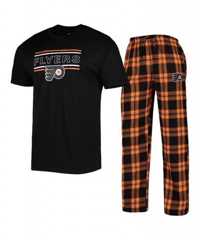 Men's Black, Orange Philadelphia Flyers Badge T-shirt and Pants Sleep Set $31.79 Pajama