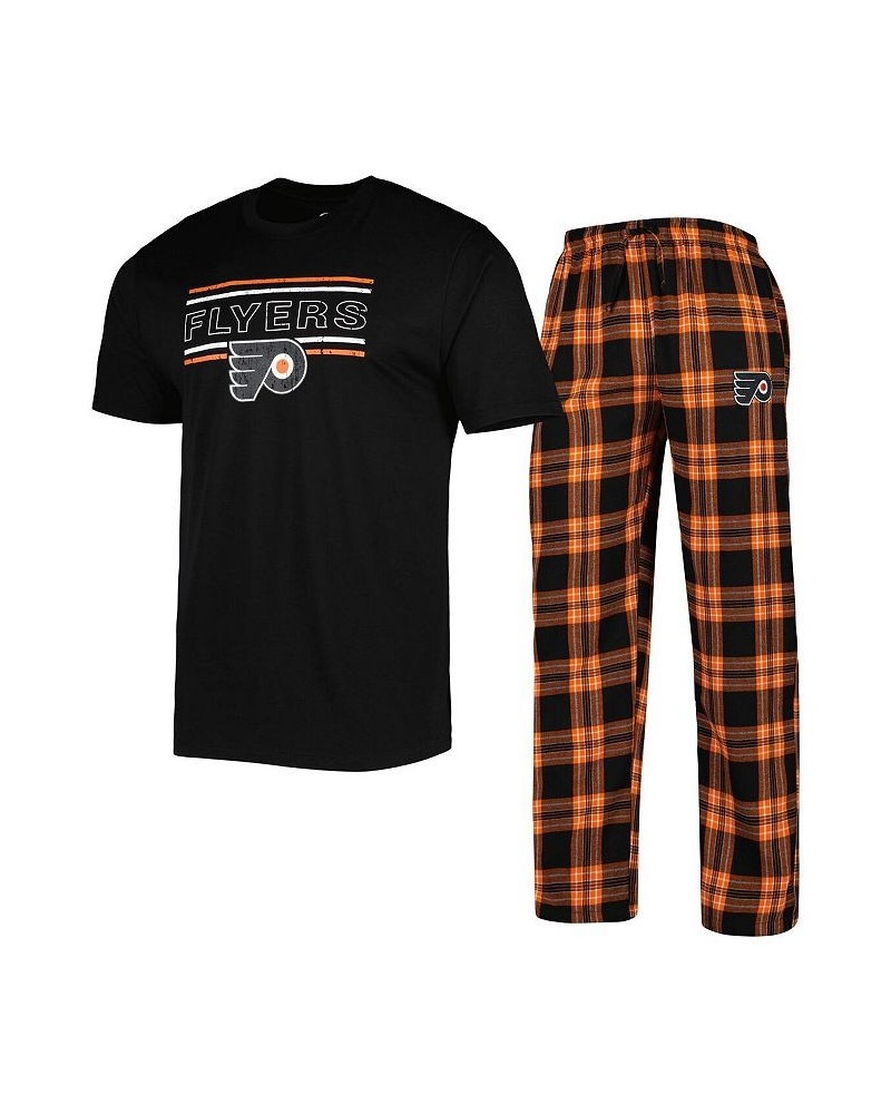 Men's Black, Orange Philadelphia Flyers Badge T-shirt and Pants Sleep Set $31.79 Pajama