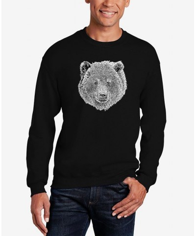 Men's Word Art Bear Face Crewneck Sweatshirt Black $23.50 Sweatshirt