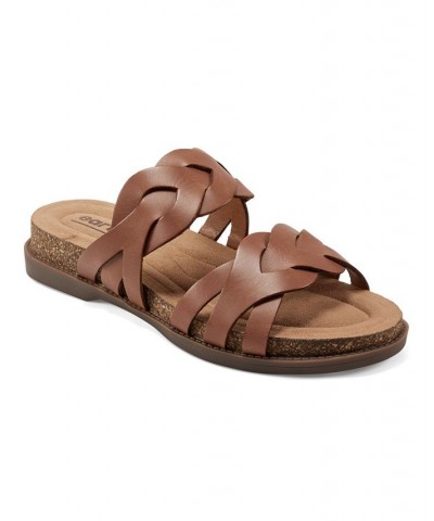 Women's Desty Round Toe Woven Casual Slip-On Sandals Brown $47.96 Shoes