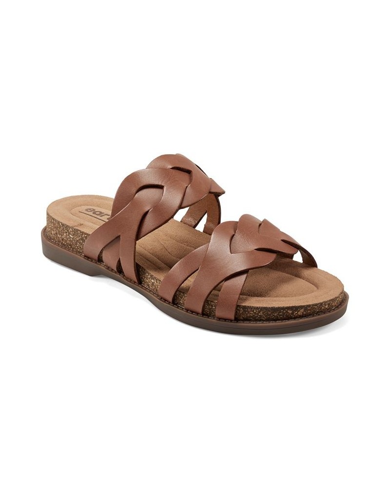 Women's Desty Round Toe Woven Casual Slip-On Sandals Brown $47.96 Shoes