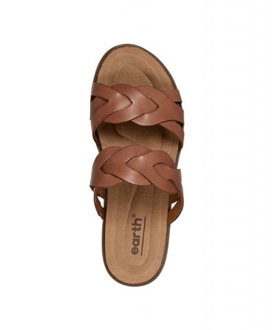 Women's Desty Round Toe Woven Casual Slip-On Sandals Brown $47.96 Shoes