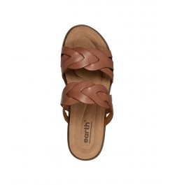 Women's Desty Round Toe Woven Casual Slip-On Sandals Brown $47.96 Shoes