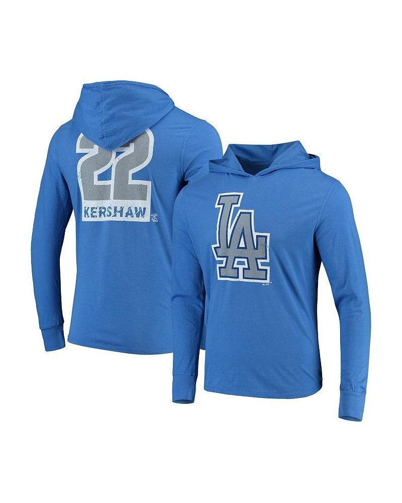 Men's Royal Clayton Kershaw Los Angeles Dodgers Threads Soft hand Long Sleeve Player Hoodie T-shirt $30.59 T-Shirts