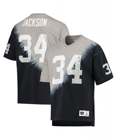 Men's Bo Jackson Black, Silver Las Vegas Raiders Retired Player Name and Number Diagonal Tie-Dye V-Neck T-shirt $49.91 T-Shirts