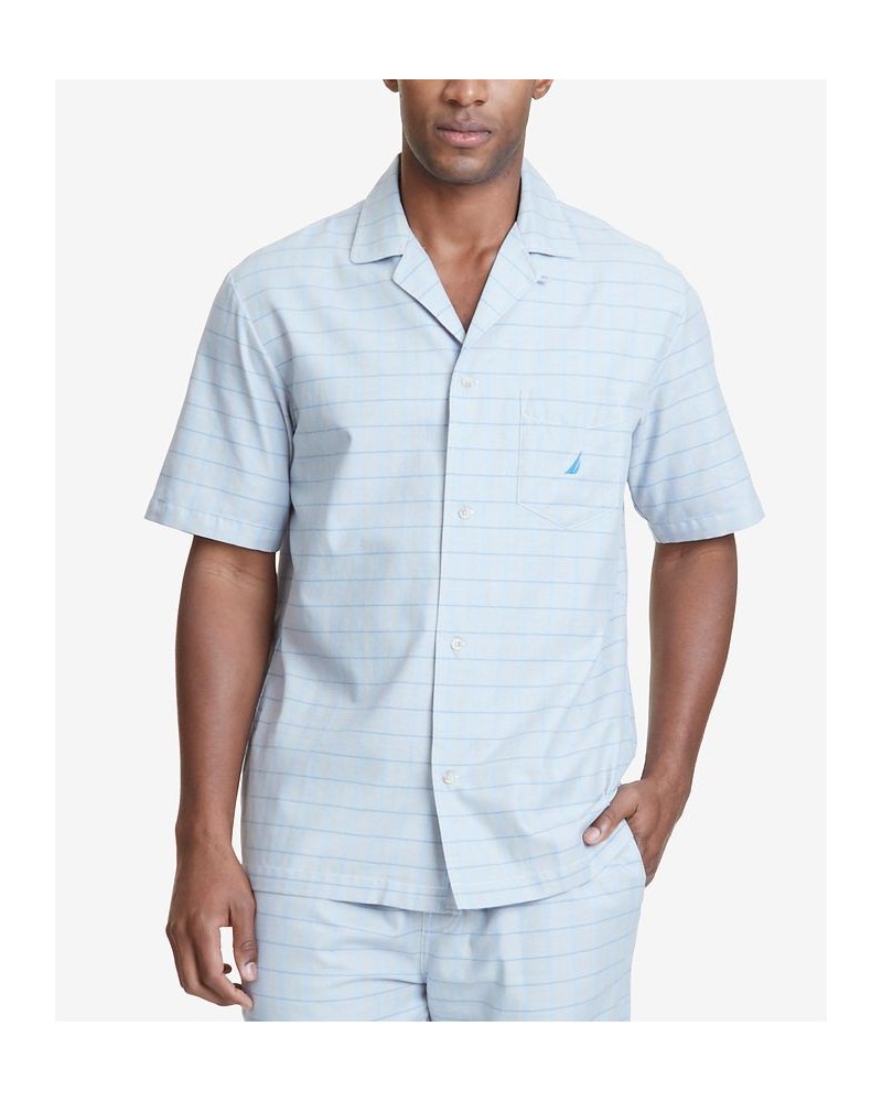 Men's Windowpane Plaid Cotton Pajama Shirt Gray $14.20 Pajama