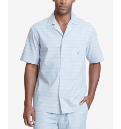 Men's Windowpane Plaid Cotton Pajama Shirt Gray $14.20 Pajama