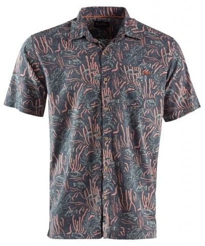 Men's Coral Life Short-Sleeve Button-Front Shirt Blue $33.32 Shirts