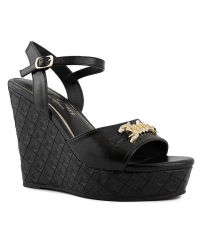 Women's Harlowe Wedge Sandals Black $33.00 Shoes