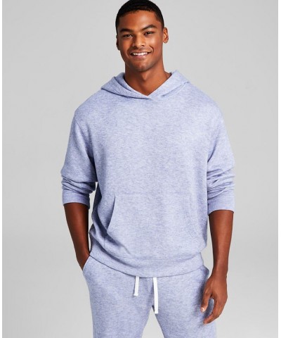 Men's Cozy Fleece Solid Hoodie Blue $13.82 Sweatshirt