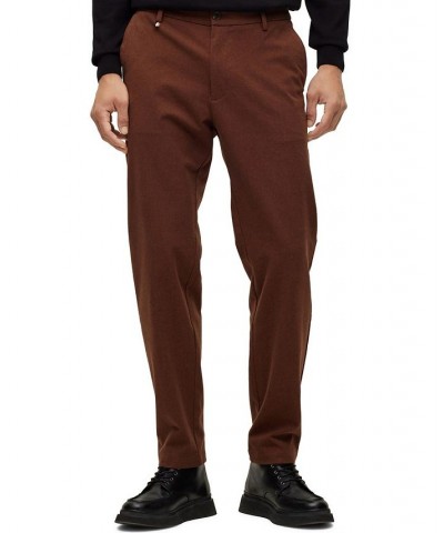 BOSS Men's Slim-Fit Micro-Patterned Stretch Fabric Trousers Brown $65.80 Pants