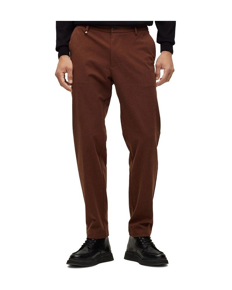 BOSS Men's Slim-Fit Micro-Patterned Stretch Fabric Trousers Brown $65.80 Pants