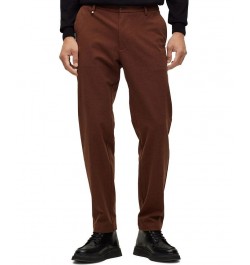 BOSS Men's Slim-Fit Micro-Patterned Stretch Fabric Trousers Brown $65.80 Pants