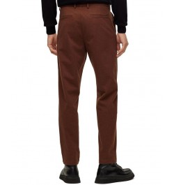 BOSS Men's Slim-Fit Micro-Patterned Stretch Fabric Trousers Brown $65.80 Pants