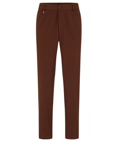 BOSS Men's Slim-Fit Micro-Patterned Stretch Fabric Trousers Brown $65.80 Pants