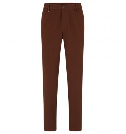 BOSS Men's Slim-Fit Micro-Patterned Stretch Fabric Trousers Brown $65.80 Pants