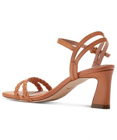 Women's Alyse Braided Ankle-Strap Dress Sandals Brown $74.80 Shoes