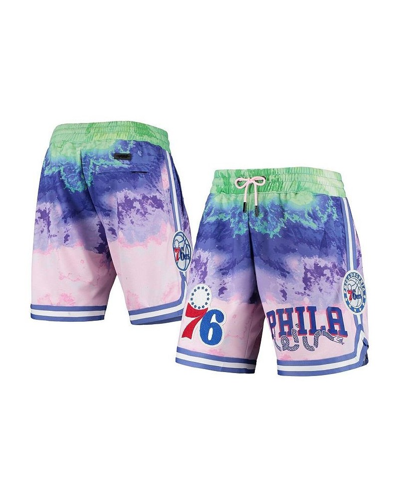 Men's Pink Philadelphia 76ers Multicolor Dip-Dye Shorts $48.40 Shorts