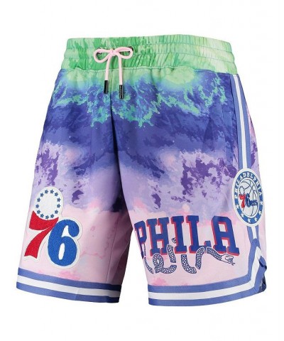 Men's Pink Philadelphia 76ers Multicolor Dip-Dye Shorts $48.40 Shorts