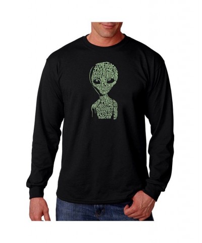 Men's Word Art Long Sleeve T-Shirt- Area 51 Black $14.83 T-Shirts