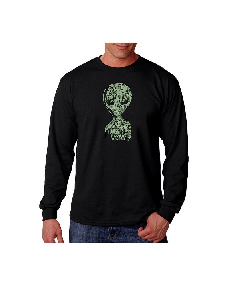 Men's Word Art Long Sleeve T-Shirt- Area 51 Black $14.83 T-Shirts