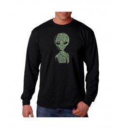 Men's Word Art Long Sleeve T-Shirt- Area 51 Black $14.83 T-Shirts