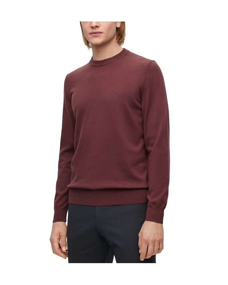 BOSS Men's Pure-Cotton Regular-Fit Embroidered Logo Sweater Red $68.88 Sweaters