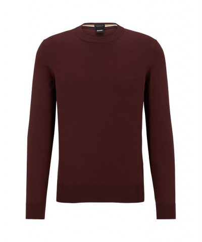 BOSS Men's Pure-Cotton Regular-Fit Embroidered Logo Sweater Red $68.88 Sweaters