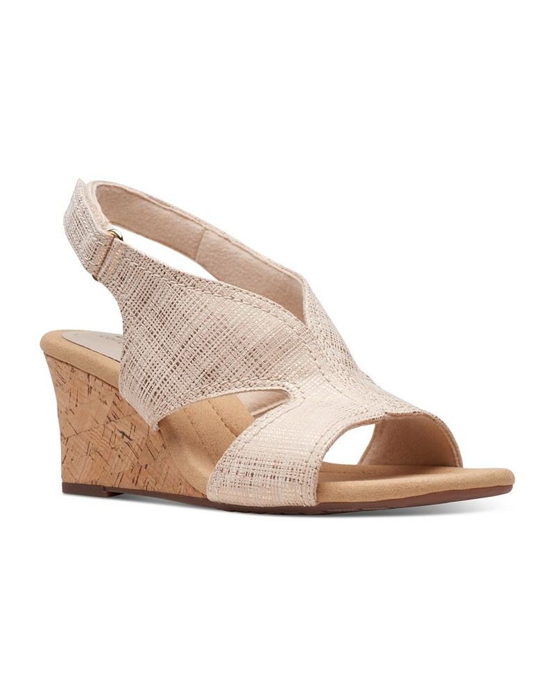 Women's Kyarra Aster Cutout Wedge Sandals Tan/Beige $42.51 Shoes