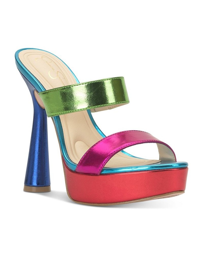 Women's Sempira Slip-On Platform Sandals Green $49.05 Shoes