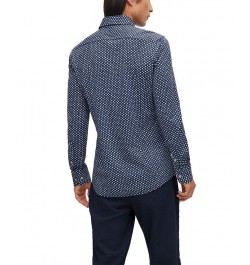 BOSS Men's Printed Performance-Stretch Jersey Slim-Fit Shirt Blue $83.20 Shirts