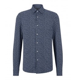 BOSS Men's Printed Performance-Stretch Jersey Slim-Fit Shirt Blue $83.20 Shirts