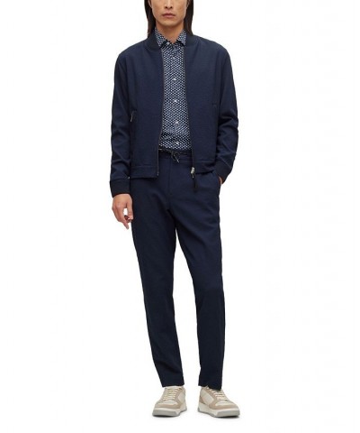 BOSS Men's Printed Performance-Stretch Jersey Slim-Fit Shirt Blue $83.20 Shirts